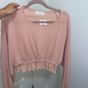 Pink Long Sleeve Crop Top